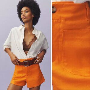 Anthropologie Maeve Colette Shorts Orange Linen Size 32
